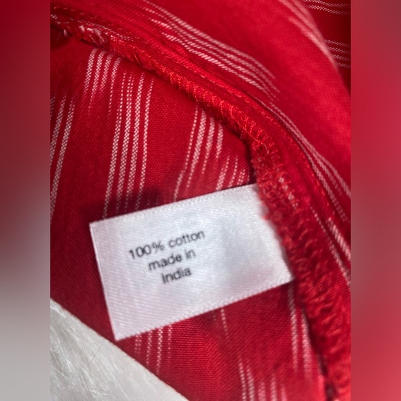 NWT Lane Bryant Top sz 18 Puff Sleeve Popover V-Neck Red Ikat Blouse - Picture 7 of 8